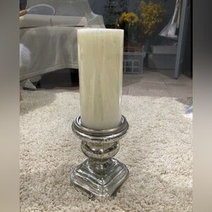 Source Unknown Shimmering Silver Candle Holder (candle NOT included)